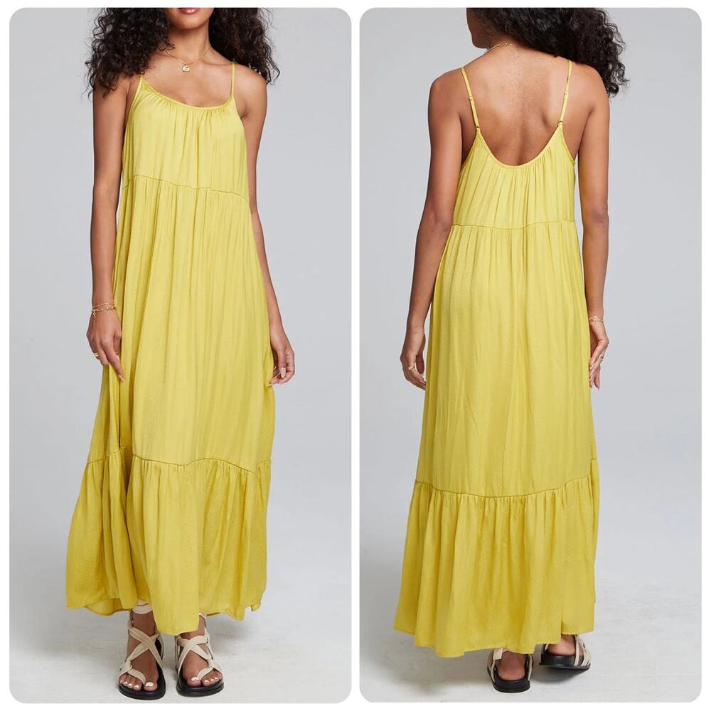 Saltwater Luxe Celine Dotted Citrus Midi Tank Dress Women's Size Medium